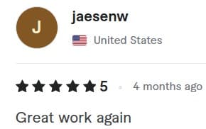Verified customer review