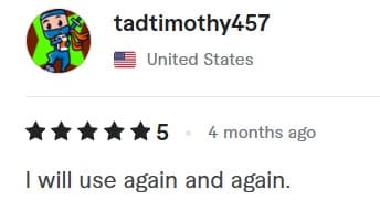 Verified customer review